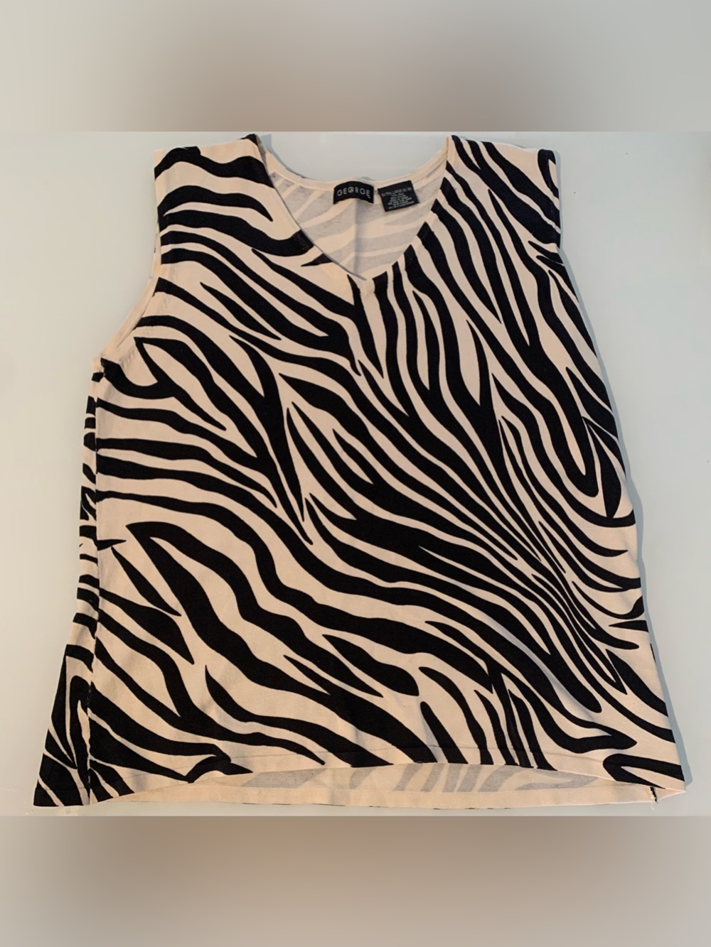 George Zebra Print Tank Top - Black and Cream